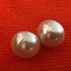 Napier Pierced Earrings Big Faux White Pearl  A9